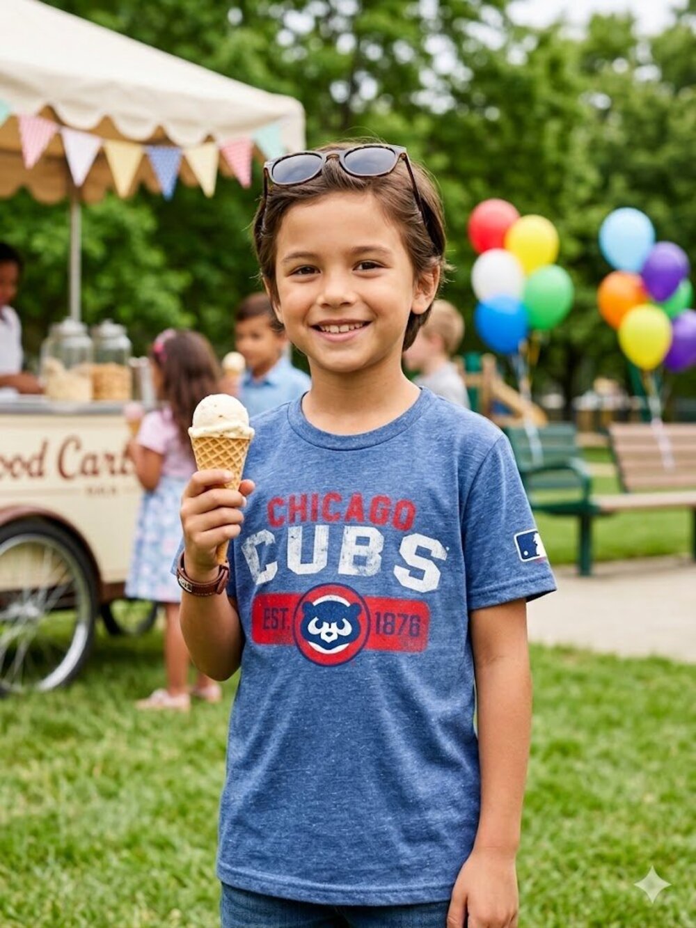 Chicago Cubs Graphic T-Shirt | Boys Medium | Heather Blue